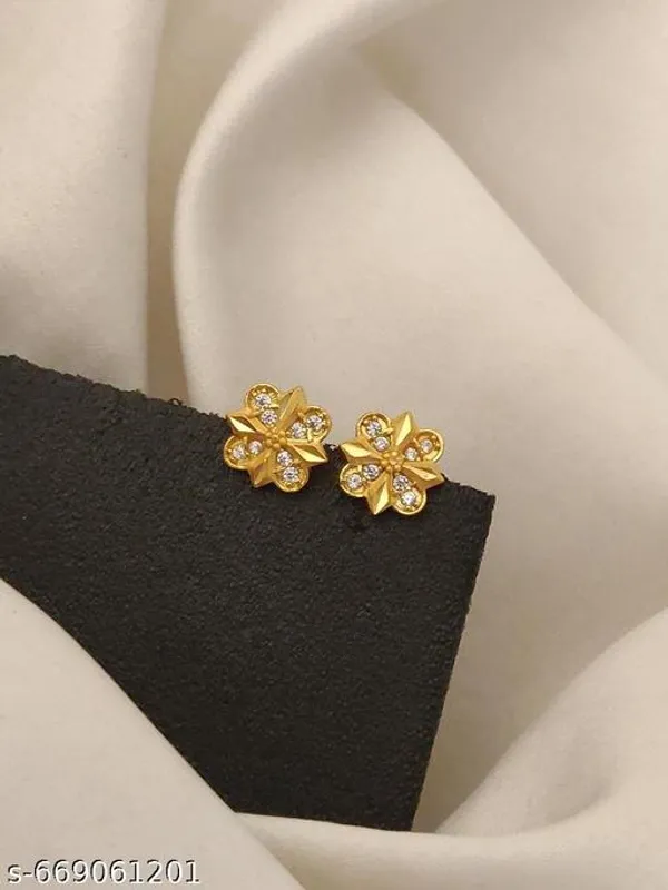 Small_Flower_Design_American_Earrings_Yellow_Gold_Plated_Studs_Casual_Daily_Wear_Fancy_Topss_For_Ladies