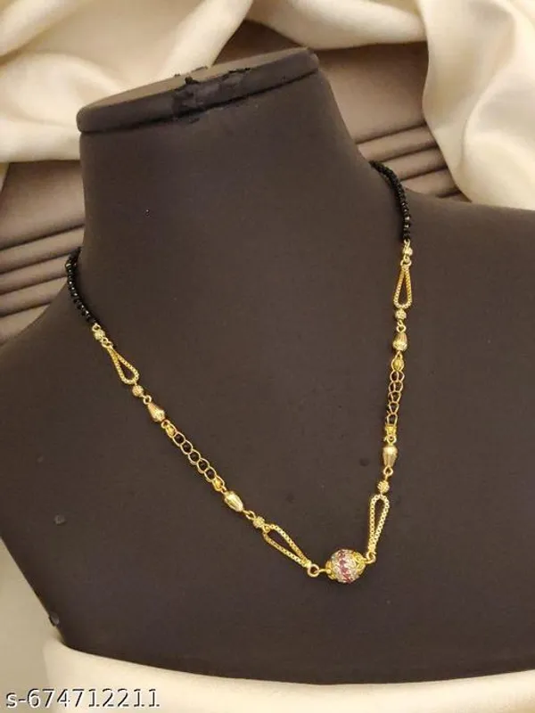 American_Studded_Short_Mangalsutra_Fancy_Gold_Plated_Beads_Chain_For_Ladies