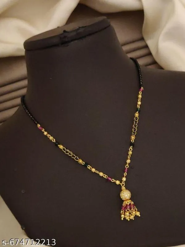 Raditional_Black_Bead_Mangalsutra_With_Pink_Ruby_Tassel_Gold_Plated_Daily_Wear_Dokiya