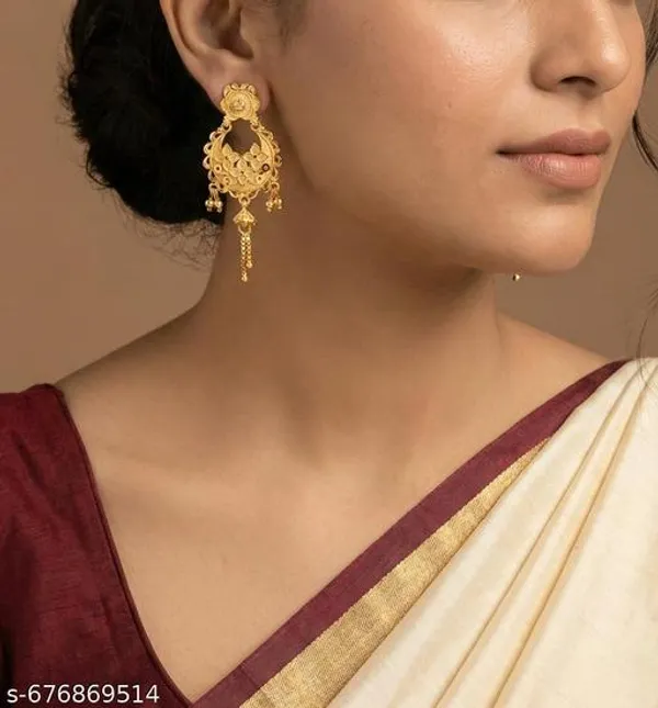 Latest_Gold_Forming_Floral_Drop_Earrings_With_Intricate_Jaali_Dal_Chhol_Work_Ethnic_Kalkati_Hand_Work_Earrings_With_Gold_Latkan