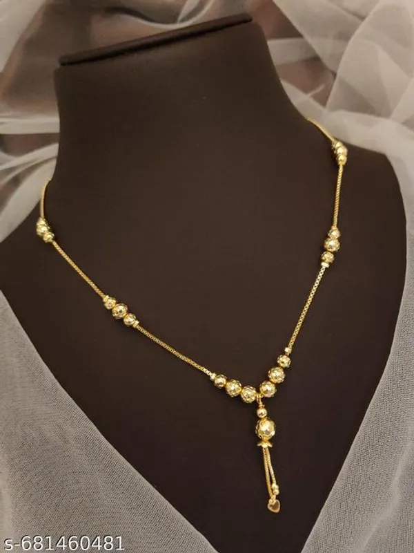 New_2026_Design_Gold_Plated_Chain_Necklace_Simple_Fancy_Daily_Wear_Dokiya_For_Girls_Lightweight_Latkan_Pendant_Chain_Artificial_Gold_Jewelry