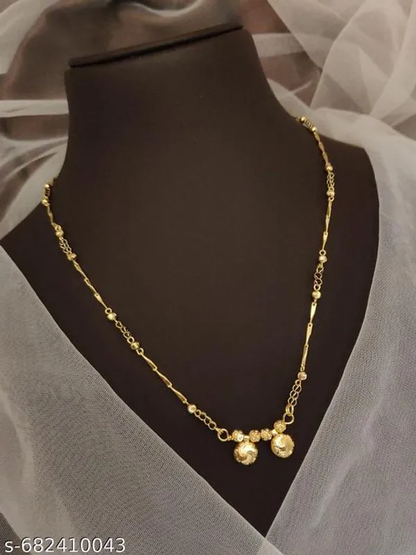 Gold_Plated_Traditional_Wati_Mangalsutra_For_Women_Short_Daily_Wear_Black_Bead_Chain_Maharashtrian_Style_Double_Bowl_Pendant_Tanmaniya