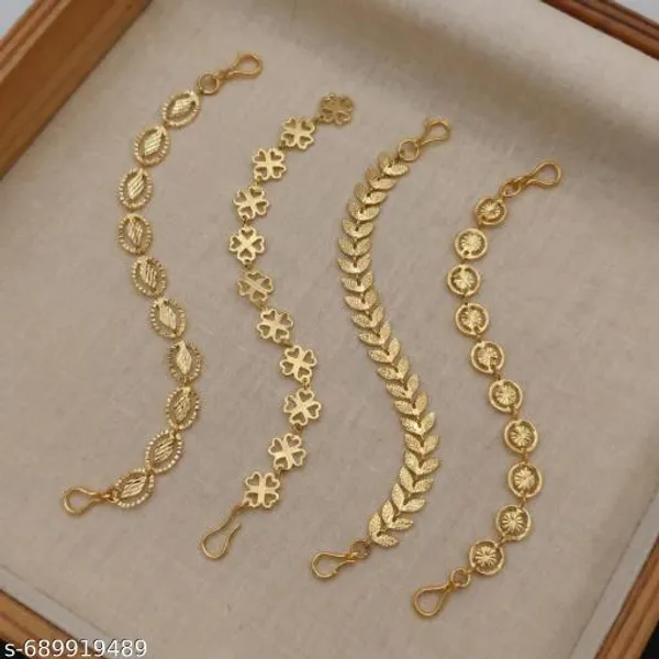 Set_Of_4_Gold_Plated_Assorted_Chain_Bracelets_Leaf_Butterfly_Floral_Daily_Wear_Combo_Pack
