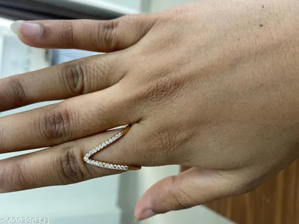 Latest_Trendy_V_Design_Adjustable_Ring_For_Women_Gold_Plated_American_Diamoond_Open_Finger_Ring_Free_Size_For_Daily_Party_Wear