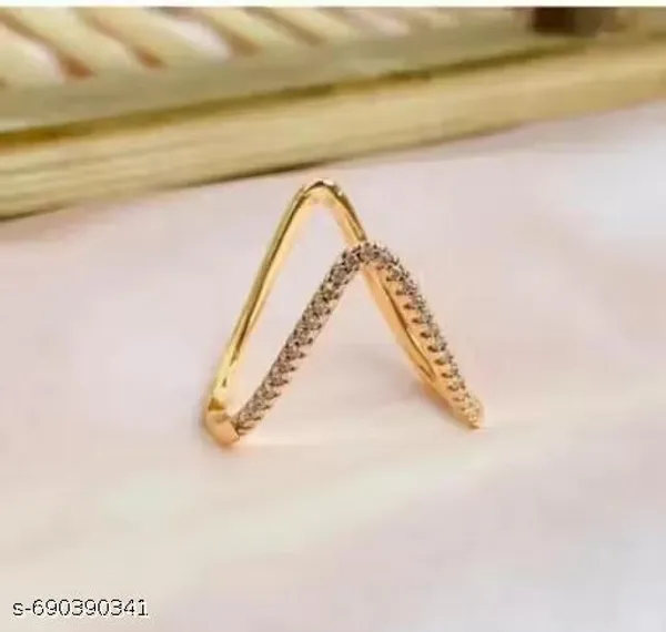Latest_Trendy_V_Design_Adjustable_Ring_For_Women_Gold_Plated_American_Diamoond_Open_Finger_Ring_Free_Size_For_Daily_Party_Wear