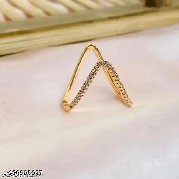 Latest_Trendy_V_Design_Adjustable_Ring_For_Women_Gold_Plated_American_Diamoond_Open_Fingerr_Ring_Free_Size_For_Daily_Party_Wear