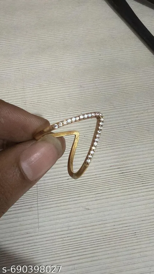 Latest_Trendy_V_Design_Adjustable_Ring_For_Women_Gold_Plated_American_Diamoond_Open_Fingerr_Ring_Free_Size_For_Daily_Party_Wear