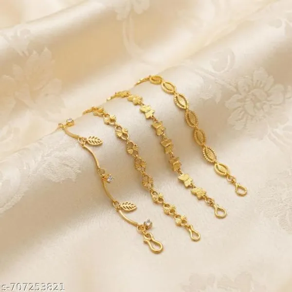 Set_Of_4_Gold_Plated_Assorted_Chain_Bracelets_Leaf_Butterfly_Floral_Daily_Wear_Combo_Pack