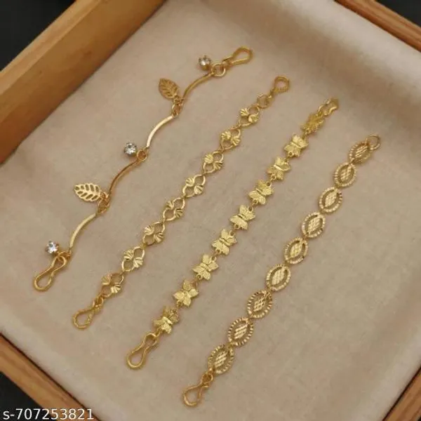Set_Of_4_Gold_Plated_Assorted_Chain_Bracelets_Leaf_Butterfly_Floral_Daily_Wear_Combo_Pack