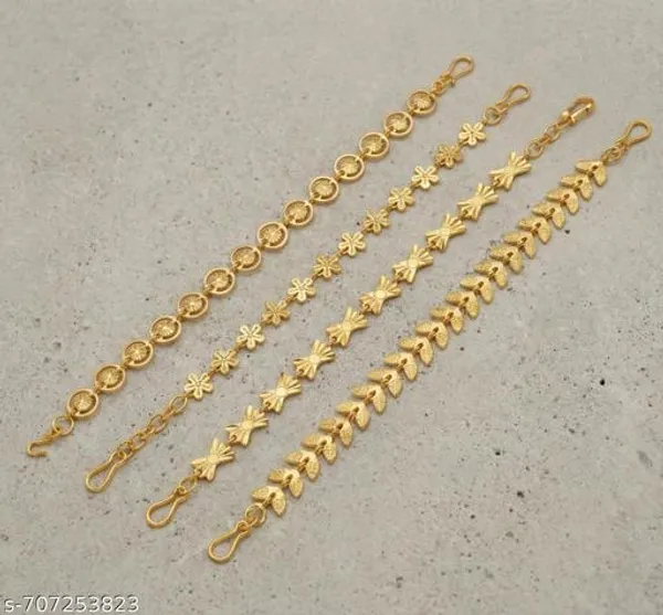 Set_Of_4_Gold_Plated_Assorted_Chain_Bracelets_Leaf_Butterfly_Floral_Daily_Wear_Combo_Pack