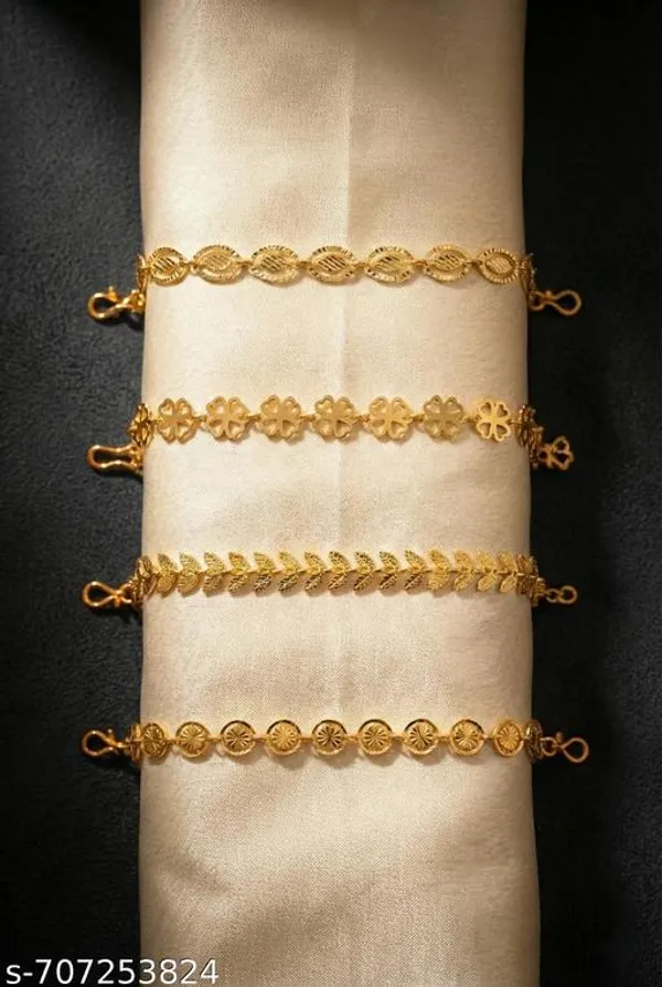 Set_Of_4_Gold_Plated_Assorted_Chain_Bracelets_Leaf_Butterfly_Floral_Daily_Wear_Combo_Pack