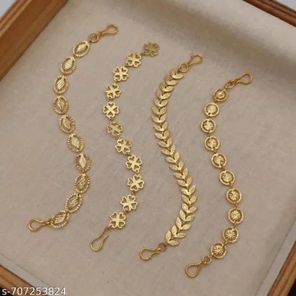 Set_Of_4_Gold_Plated_Assorted_Chain_Bracelets_Leaf_Butterfly_Floral_Daily_Wear_Combo_Pack