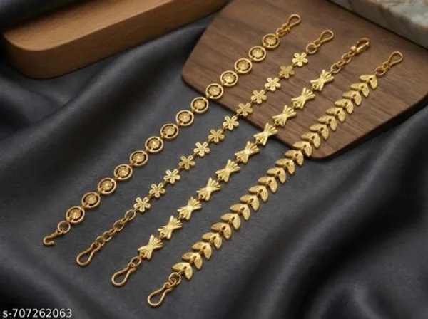 Set_Of_4_Gold_Plated_Assorted_Chain_Bracelets_Leaf_Butterfly_Floral_Daily_Wear_Combo_Pack