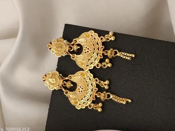 Traditional_Gold_Plated_Heavy_Antique_Layered_Earrings_For_Women_Ethnic_Floral_Cutwork_Design_Dangler_Earrings_Wedding_Festival_Wear