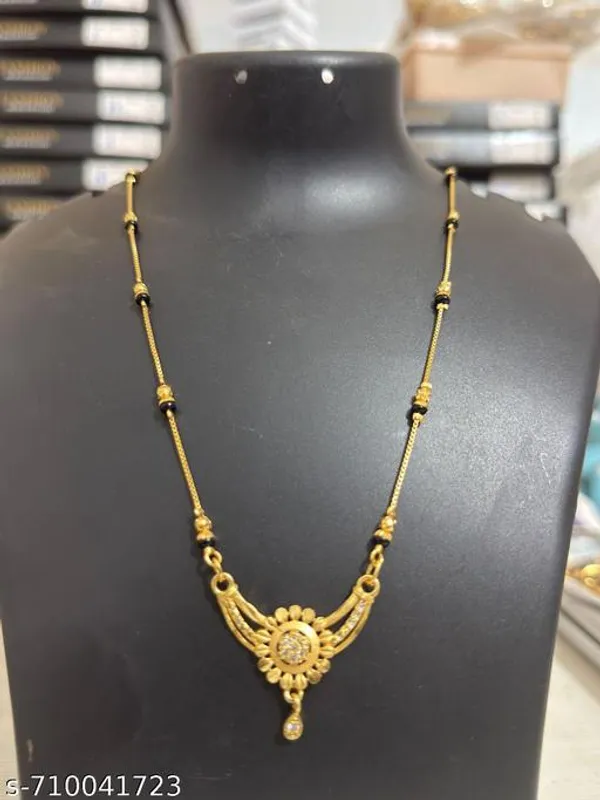 Elegant_Gold_Plated_Traditional_Necklace_For_Women_Black_Beads_Chain_With_Designer_Pendant_Daily_Wear_Festive_Jewellery_Necklace