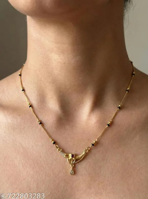Stylish_Gold_Plated_Mangalsutra_For_Women_Curved_Pendant_Design_Simple_Black_Beads_Necklace