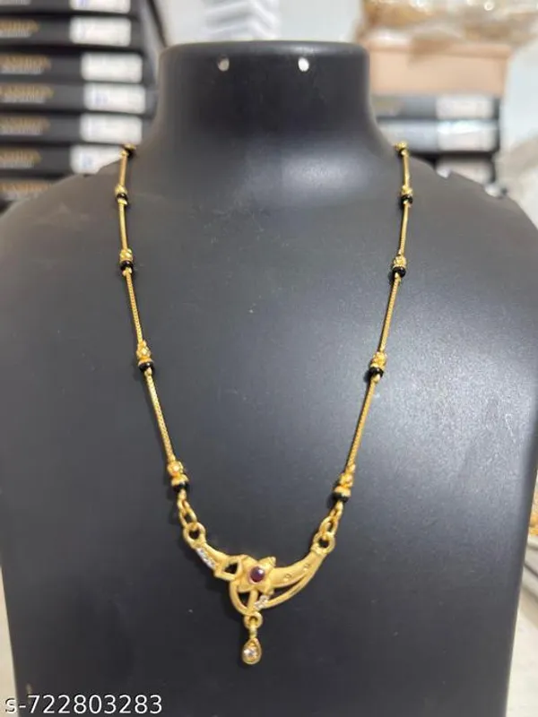 Stylish_Gold_Plated_Mangalsutra_For_Women_Curved_Pendant_Design_Simple_Black_Beads_Necklace