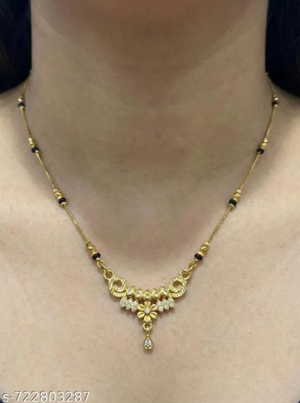 Gold_Plated_Traditional_Mangalsutra_For_Women_Floral_Design_Pendant_Black_Beads_Daily_Wear_Necklace