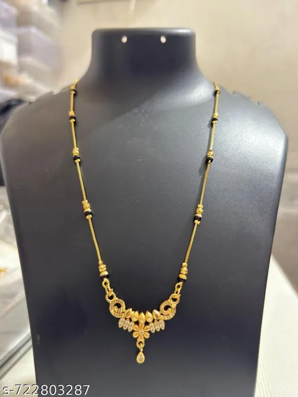 Gold_Plated_Traditional_Mangalsutra_For_Women_Floral_Design_Pendant_Black_Beads_Daily_Wear_Necklace