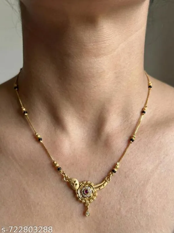 Gold_Plated_Mangalsutra_Necklace_For_Women_Classic_Round_Pendant_Design_Daily_Wear_Black_Beads_Chain