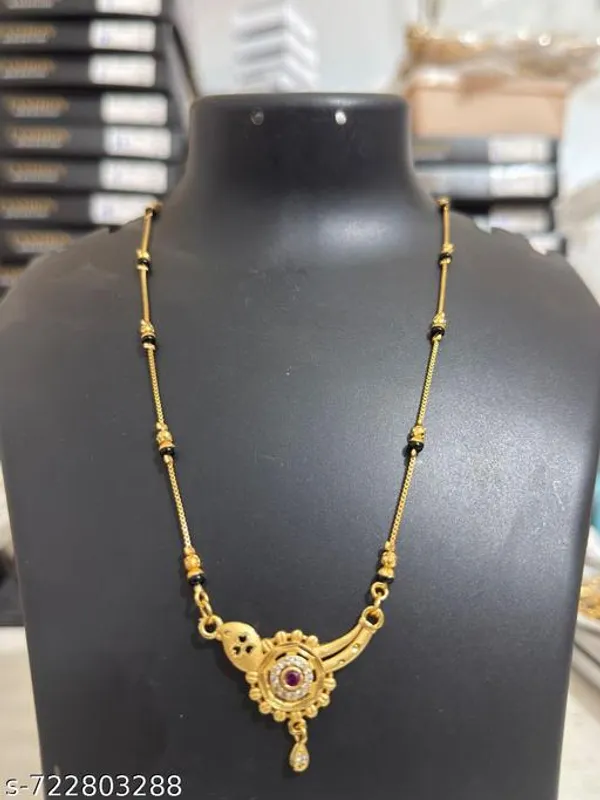 Gold_Plated_Mangalsutra_Necklace_For_Women_Classic_Round_Pendant_Design_Daily_Wear_Black_Beads_Chain