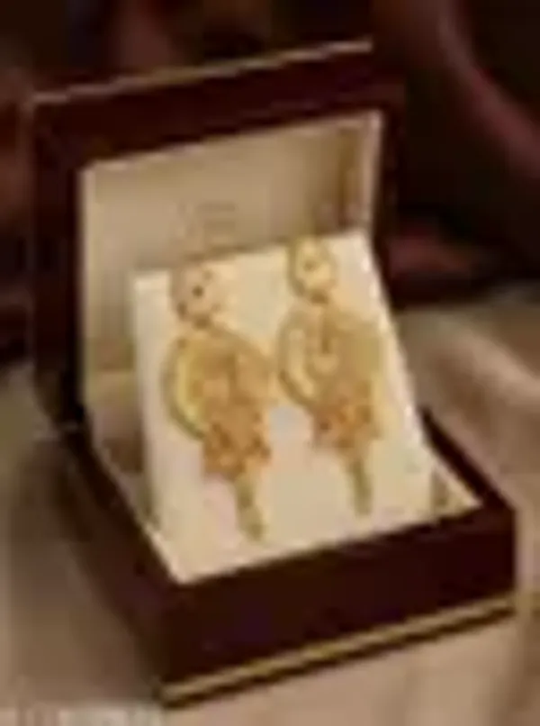 Gold_Plated_Traditional_Drop_Earrings_For_Women_Ethnic_Floral_Design_With_Red_Stone_Festive_Wedding_Wear_Jewellery