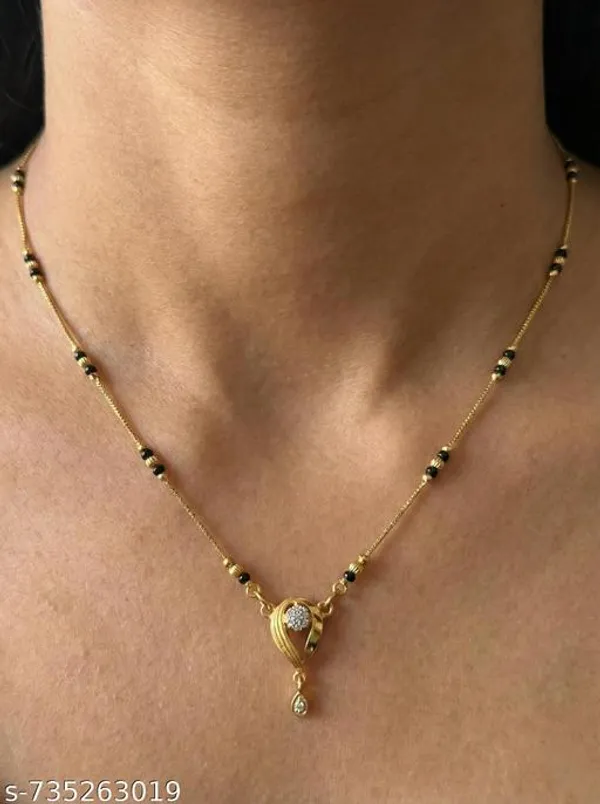 Elegantt_Gold_Plated_Mangalsutra_With_Black_Beads_Curved_Dropp_Pendant_For_Ladies