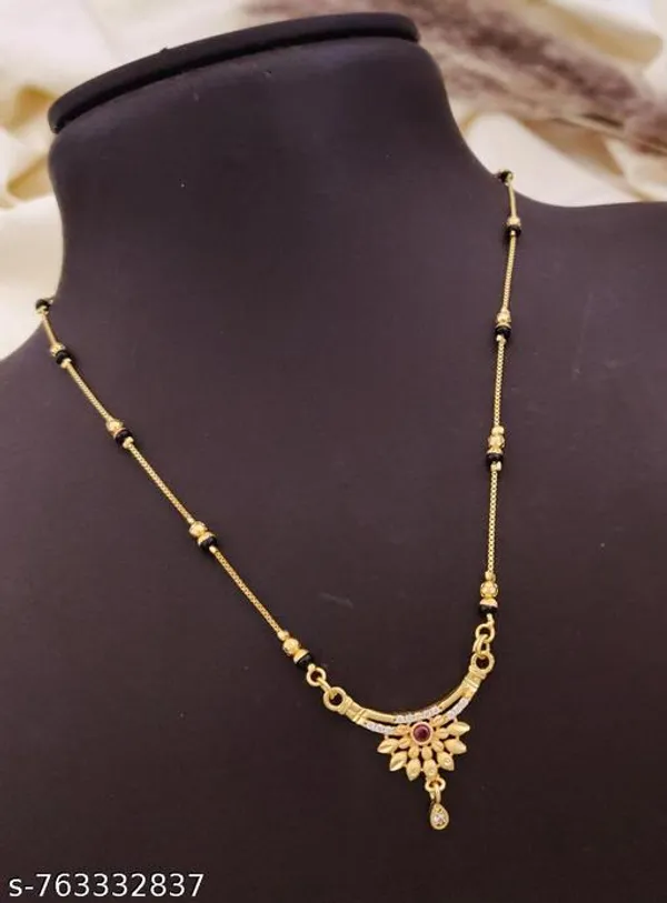 Gold_Plated_Black_Beads_Mangalsutra_For_Women_Stylish_Cz_Stone_Studded_Designer_Pendant_Lightweight_Daily_Wear_Traditional_Mangal_Chain_Necklace