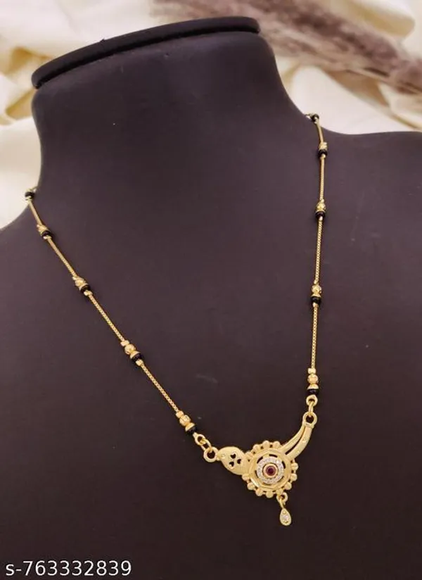 Gold_Plated_Black_Beads_Mangalsutra_For_Women_Stylish_Cz_Stone_Studded_Designer_Pendant_Lightweight_Daily_Wear_Traditional_Mangal_Chain_Necklace