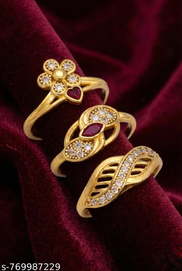 Stylish_Gold_Plated_Stone_Studded_Ring_Set_For_Girls_Women_Floral_Leaf_Marquise_Design_Adjustable_Finger_Rings_Wedding_Festive_Wear_Jewellery