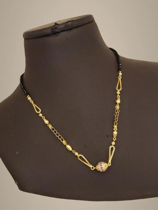 American_Studded_Short_Mangalsutra_Fancy_Gold_Plated_Beads_Chain_For_Ladies