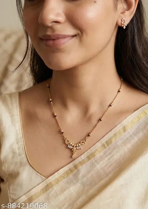 Elegant_Gold_Plated_Mangalsutra_For_Women_Black_Beads_Chain_With_Cz_Flower_Pendant_Traditional_Daily_Wear_Jewellery