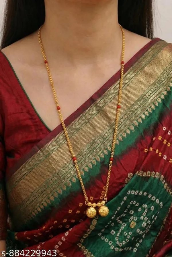 Latest_Gold_Plated_Mangalsutra_For_Women_Red_Black_Beads_Chain_With_Designer_Pendant_Fancy_Traditional_Jewellery