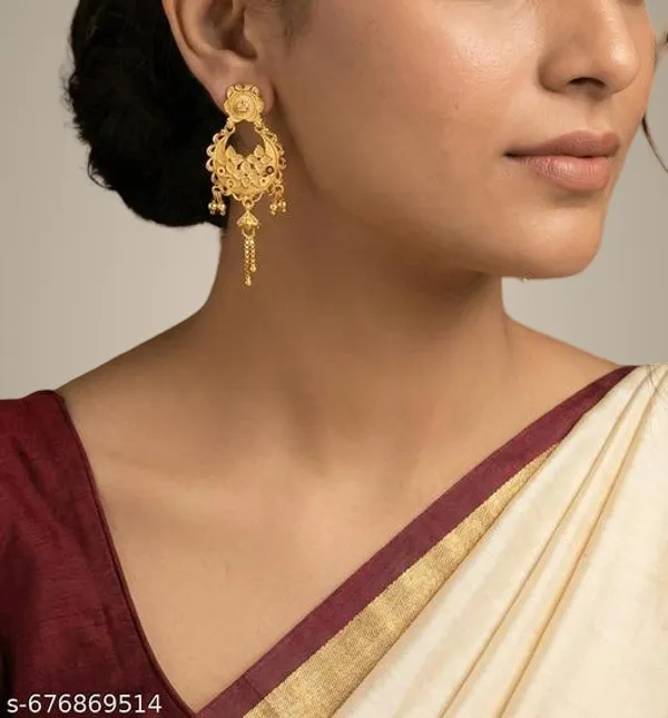 Latest_Gold_Forming_Floral_Drop_Earrings_With_Intricate_Jaali_Dal_Chhol_Work_Ethnic_Kalkati_Hand_Work_Earrings_With_Gold_Latkan