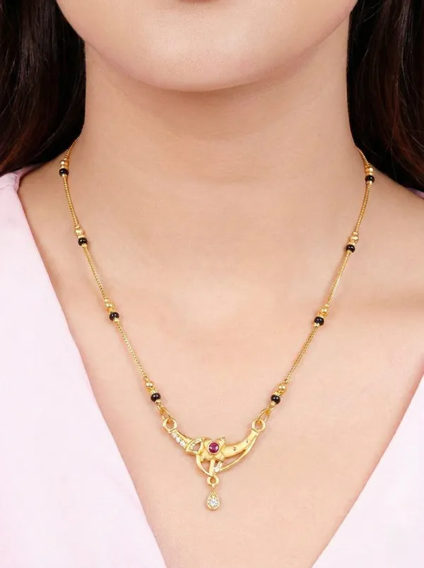 Trendy_Gold_Plated_Antique_Triangle_Design_Mangalsutra_Black_Beads_Traditional_Chain_For_Women_Festive_Ethnic_Jewellery