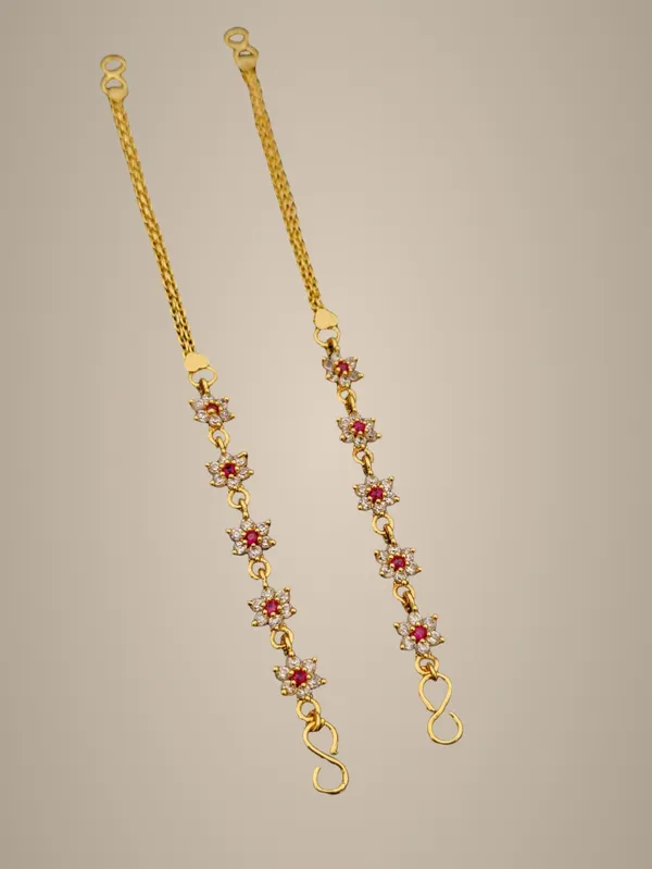 Gold-Toned_Floral_Ear_Chain_with_Pink_&_White_Stones