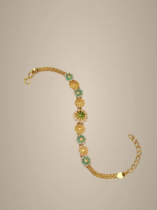 Trending_Gold_Plated_Floral_Enamel_Bracelet_For_Women_Girls_Stylish_Meenakari_Design_Adjustable_Hand_Chain_Latest_Party_Wear_Daily_Use_Fancy_Jewellery