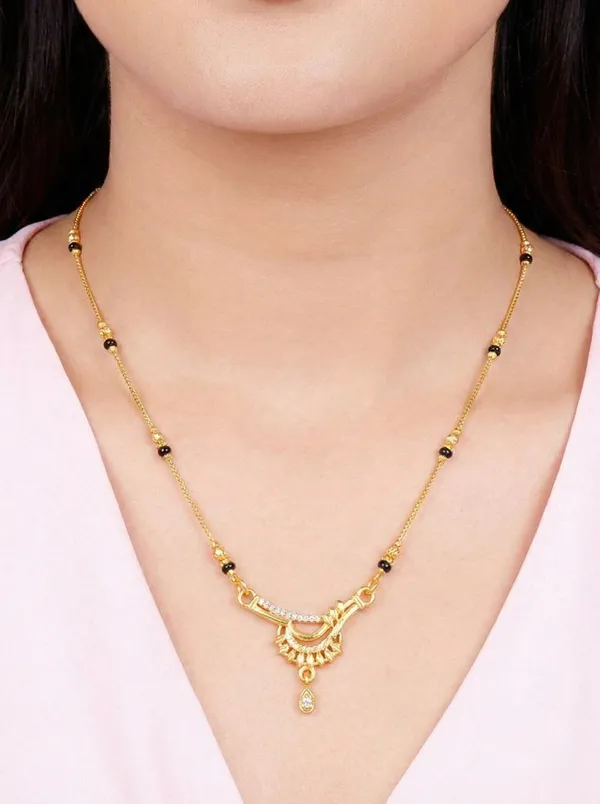 Modern_Gold_Plated_Mangalsutra_Necklace_Triangle_Shape_Pendant_Trendy_Black_Beads_Chain_For_Women