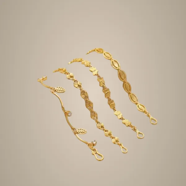 Set_Of_4_Gold_Plated_Assorted_Chain_Bracelets_Leaf_Butterfly_Floral_Daily_Wear_Combo_Pack