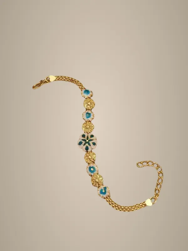 Trending_Gold_Plated_Floral_Enamel_Bracelet_For_Women_Girls_Stylish_Meenakari_Design_Adjustable_Hand_Chain_Latest_Party_Wear_Daily_Use_Fancy_Jewellery