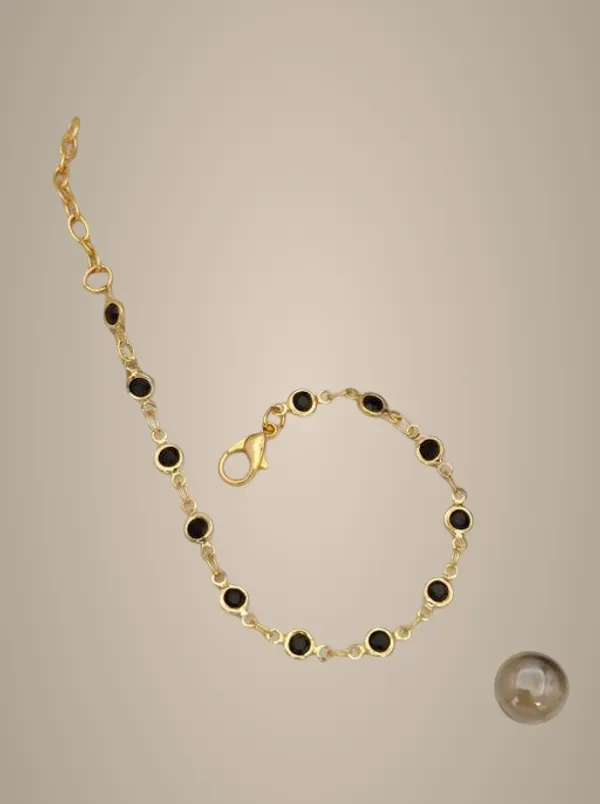 Classic_Gold_Plated_Black_Round_Stone_Bracelet_For_Women_Minimal_Daily_Wear_Chain_Bracelet_Trendy_Fashion_Jewellery