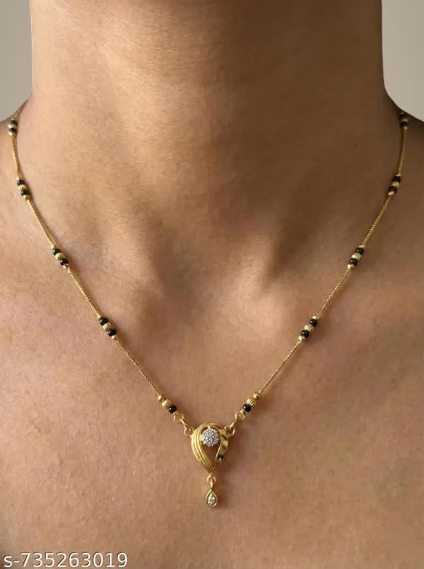 Elegantt_Gold_Plated_Mangalsutra_With_Black_Beads_Curved_Dropp_Pendant_For_Ladies