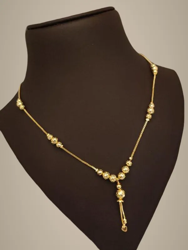 New_2026_Design_Gold_Plated_Chain_Necklace_Simple_Fancy_Daily_Wear_Dokiya_For_Girls_Lightweight_Latkan_Pendant_Chain_Artificial_Gold_Jewelry