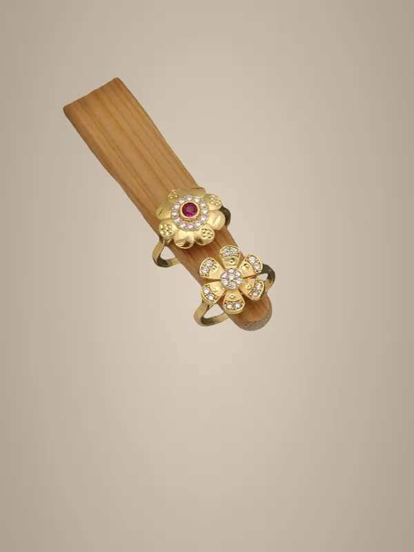 Gold-Toned_Floral_Finger_Ring_Set_with_Ruby_and_White_Stones