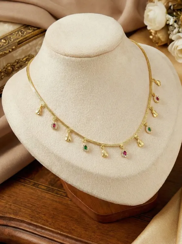 Stylish_2_Layer_Box_Chain_Gold_Plated_Necklace_With_Multi_Ruby_Crystal_Pendant_Charms_Micro_Gold_Finish_Brass_Daily_Wear_Jewellery_For_Women