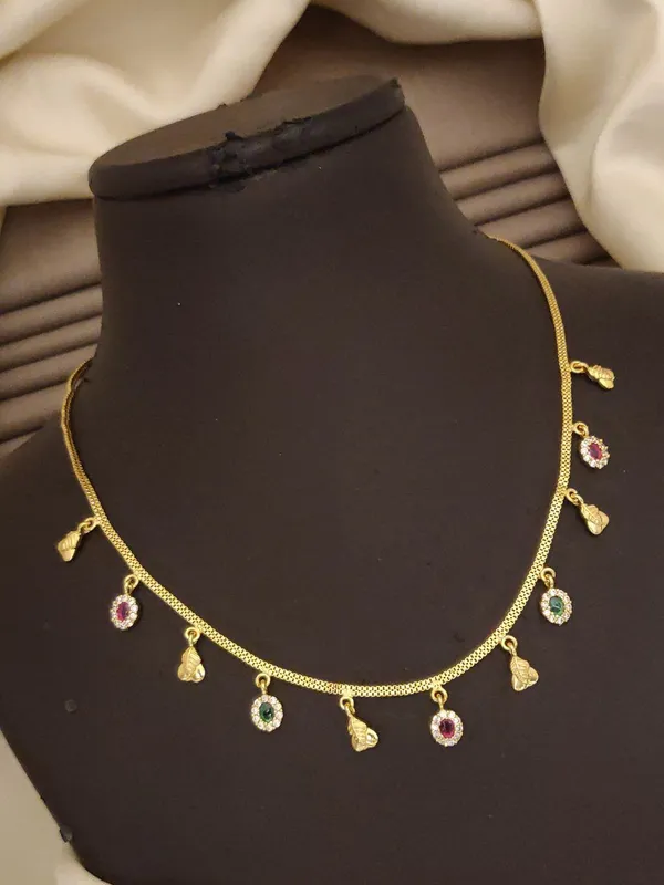 Stylish_2_Layer_Box_Chain_Gold_Plated_Necklace_With_Multi_Ruby_Crystal_Pendant_Charms_Micro_Gold_Finish_Brass_Daily_Wear_Jewellery_For_Women
