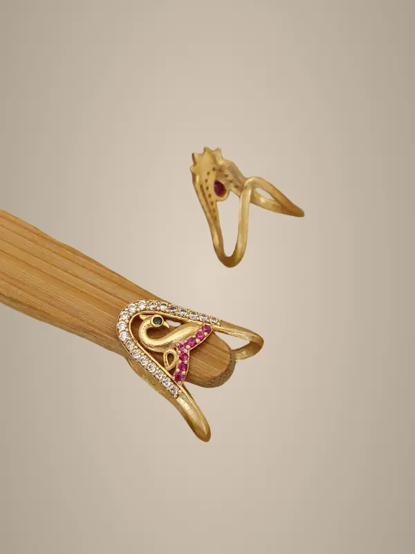 Gold-Toned_Peacock_Adjustable_Ring_Set_with_Gemstones