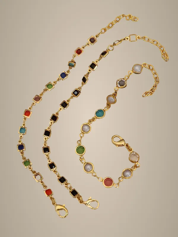 Colorful_Stone_Bracelet_Set_of_3_-_Gold-Plated_Chain_Link_Design