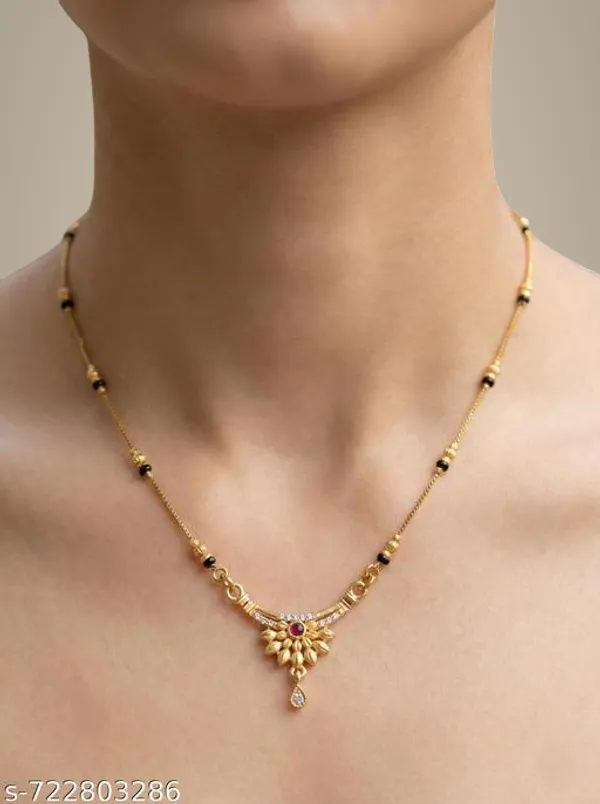 Traditional_Gold_Plated_Mangalsutra_Elegant_Floral_Pendant_Lightweight_Daily_Wear_Necklace_For_Women
