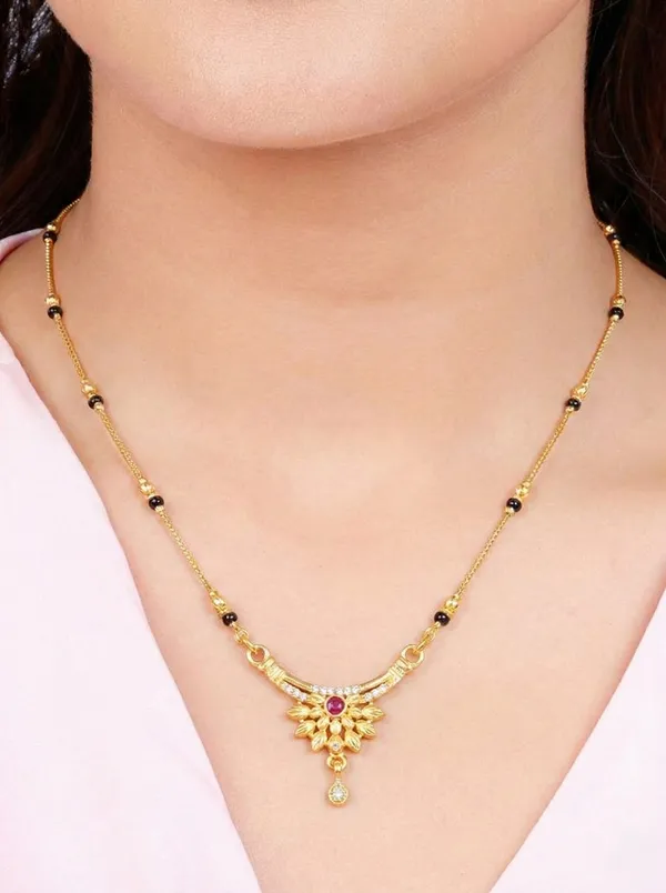 Elegant_Gold_Plated_Traditional_Mangalsutra_For_Women_Black_Beads_Chain_With_Designer_Pendant_Daily_Wear_Festive_Use_Mangalsutra_Necklace